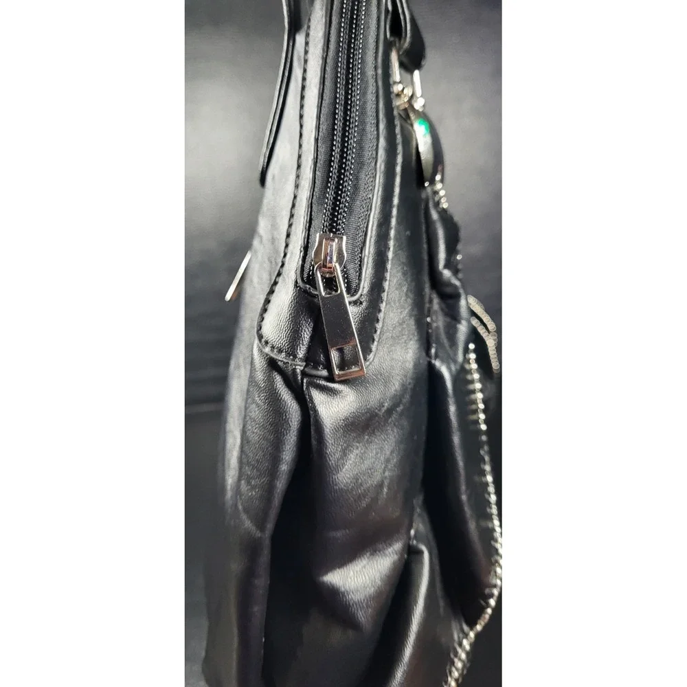 Vintage Y2K Mellow World Faux Black Leather Soho Hobo Handbag Shoulder Bag